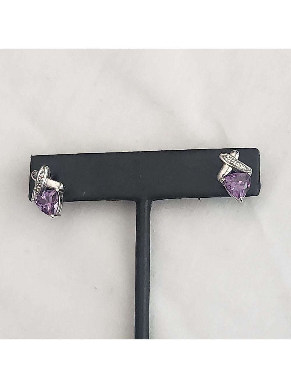 Trillian Genuine Amethyst with Diamonds Post Earrings